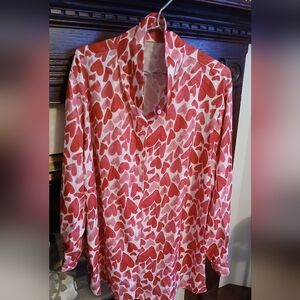 Heart Patterned Silky Blouse